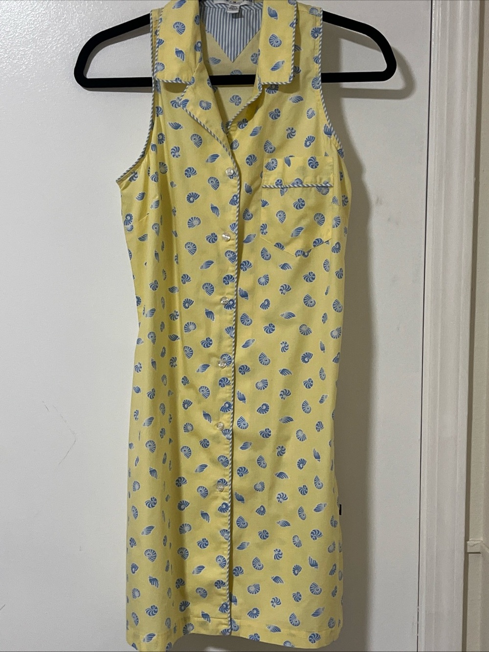 Tommy Hilfiger Yellow Shell-Print Sleeveless Nighty  shirt Dress